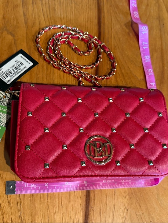 Badgley Mischka Handbags - Badgley Mischka Diamond Red Quilted
Studded Chain Crossbody Bag NWT